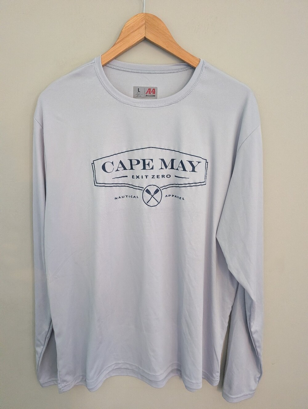 A4 Cape May Gray Athletic Shirt Size L